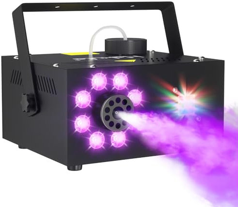 HAKUTA Macchina del fumo con 13 colori, macchina del fumo per feste da 500 W 2000 CFM con luce stroboscopica colorata Indica la luce con 2 telecomandi wireless Adatto per feste, Halloween e palco DJ