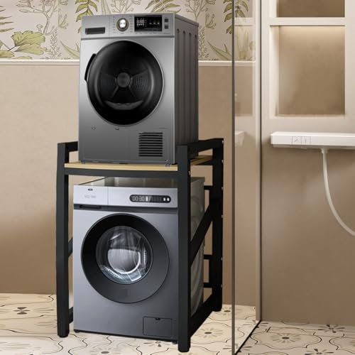 Rouzin Waschmaschine Trockner Schrank, Waschmaschinenregal mit 3 einstellbare, Verstellbares Stapel-Set über Waschmaschinen, Tragfähigkeit 350 kg für Badezimmer Waschküche 73 * 63 * 105cm