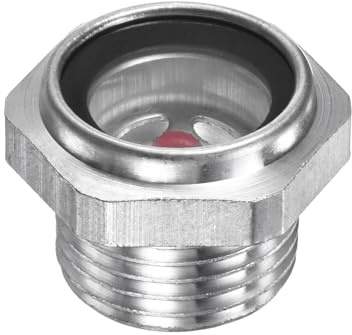 M METERXITY Air Compressor Oil Sight Glass, 1/2 NPT Toughened Glass No Leak Hex Oil Liquid Level Gauge Fittings W O-Ring for Air Compressor/Pump/Tank Sight Plug Window