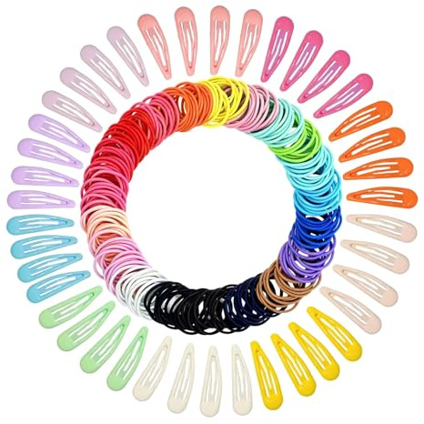 KEYRI 240 Stück Bunt Elastisch Haarclips Bunt Barrettes Set Metall Haarclips Haar-Zubehör-Set für Mädchen Bonbonfarben Nylon-Hairclips Haarspangen und Haargummis für Feine und Lange Haare (Mehrfarbig)