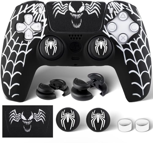 PlayRealm 1 autocollant en silicone et 2 embouts extensibles pour manette Venom Web PS5