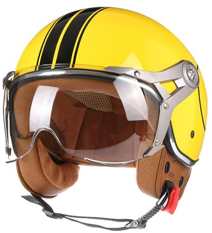 Offener Sturzhelm ECE/DOT Zertifiziert, Jethelm Mit Sonnenblende, Retro Rollerhelm, Retro-Stil Öffnen 3/4 Motorradhelm Für Männer Und Frauen