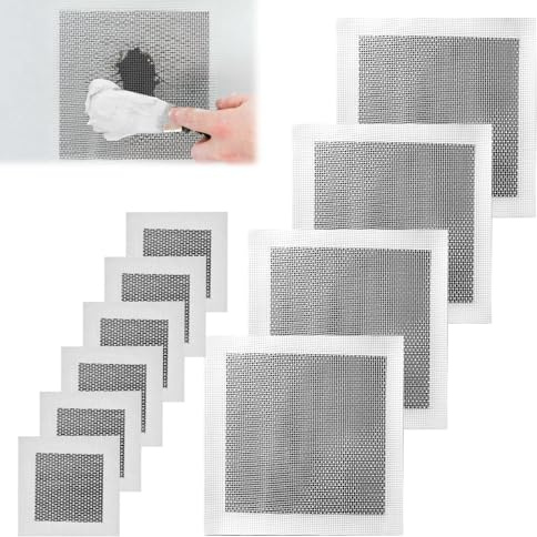 Dongnesi 10 Pack Wall Repair Patches, 10×10cm(6Pcs) 20×20cm(4Pcs) Self-Adhesive Ceiling Repair Kit, Drywall Mesh Patch, Plaster Patches for Walls, Mesh Wall Hole Plasterboard Tape for Quick Fixes