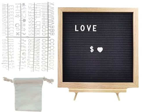 Tablero con Letras | Panel De Letras De Fieltro Madera Para Anuncios | Pizarra de Mensajes Rústica Intercambiable para Escuela Aula Cuarto de Bebé Guardería Restaurante Barbería Boda