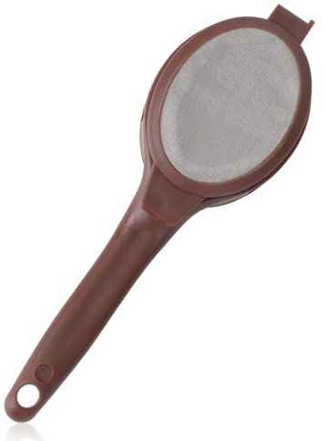 Coffee Filter Spoon, Fine Mesh Tea Strainer Scoop with Long Handle Practical Reusable Coffee Infuser Brewing Funnel Tool for Home & Office (Brown)