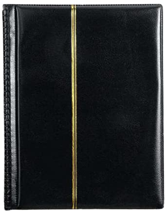 Folpus Álbum para Sellos Libro de Colección Clasificador para Estampillas Carpeta de Exhibición con 20 Páginas Y 3 Filas Interiores Adecuado para Aficionado, Negro