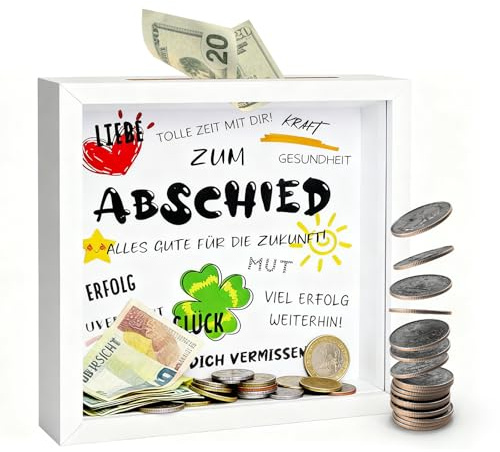 Abschiedsgeschenk Kollegen Kollegin Jobwechsel Lustige Geschenke für Büro Chef Chefin - Dankeschön Spardose aus Holz mit Glückskekse Motiv, Geldgeschenk Idee und Büro Deko für Abschied Geburtstag