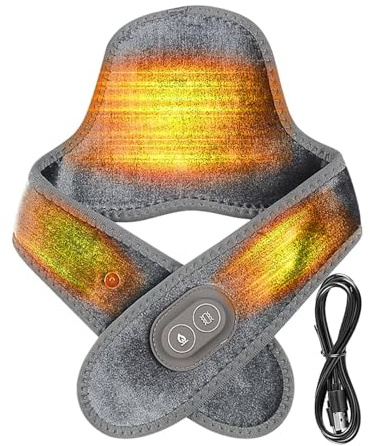 Fascia riscaldante per collo, massaggiatore vibrante alimentato tramite USB con 3 temperature, cuscinetto riscaldante per spalle e collo, per alleviare il disagio muscolare, rilassamento muscolare