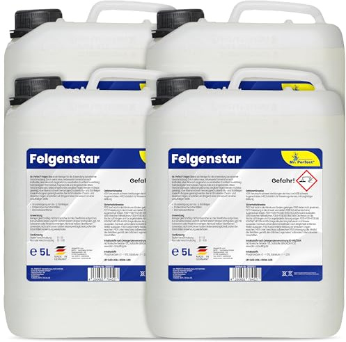 Mr. Perfect Felgenreiniger für Alufelgen & Stahlfelgen 4x5L | Saurer Felgen Reiniger entfernt hartnäckige Verschmutzungen, Bremsstaub & Flugrost | Felgenpflege für Auto & Motorrad | Made in Germany