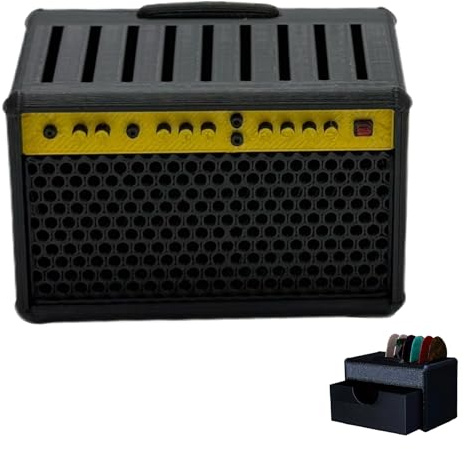Leseogye Plektrum Halter, Schwarz Pickhalter, Dichtes Schubladen-Design Guitar Pick Holder Mit 5 Plektren Gitarren Zubehör, Universell Für Musik-Liebhaber, 6.5×4×4cm