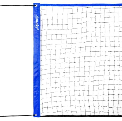 Aoneky Bärbart Volleybollnät med Rep - 4,6/6,4/9,6 m x 0,9 m, Sportnät för Volleyboll Tennis Badminton, Utomhus Spel för Vuxna Barn, Använd i Bakgård Park Pool Strand, utan Stolpar, Svart/Röd//Blå/Vit