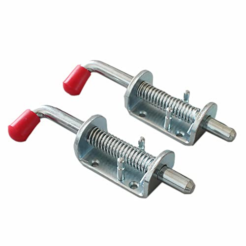 X-Haibei 2 Pcs Trailer Spring Latch Pin, 1/2 inch Barrel Bolt Spring Loaded Silver Latch Heavy Duty for Ramp Door Fence RV