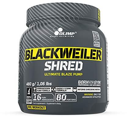 Olimp Blackweiler Shred, Exotic Orange, 480 g, Pre Workout Booster und Fettverbrenner, L-Arginin und Beta-Alanin