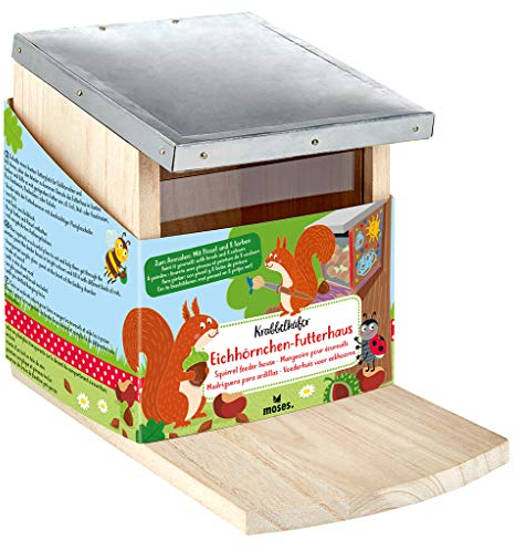Krabbelkäfer Eichhörnchen-Futterhaus | Futterstation zum Anmalen und Selbstgestalten | Für Kinder