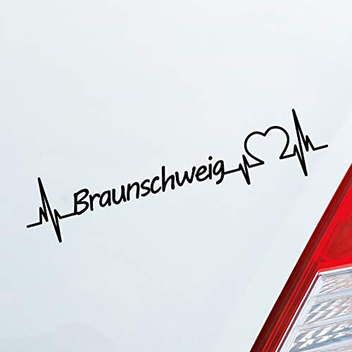 Hellweg Druckerei Auto Aufkleber Braunschweig Herz Puls Stadt City Liebe Love ca. 19 x 4 cm