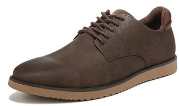 Dr. Scholl's Shoes Men's Sync Plain Toe Dress Casual Oxford, Dark Tan Smooth, 12 Wide US