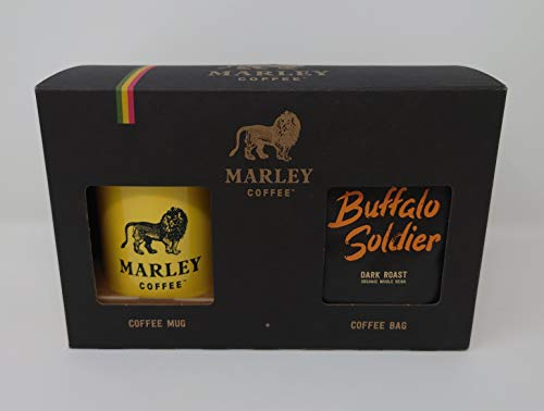Marley Coffee Gift Set - Buffalo Soldier Dark Roast Espresso Coffee Beans 227g And Marley Coffee Mug - Presentation Gift Box - From The Marley Family