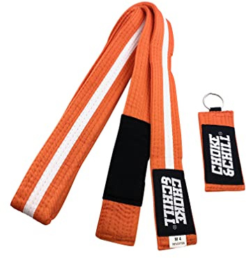 Choke&Chill BJJ Brazilian Jiu-Jitsu - Cintura con portachiavi (arancione-bianco, M3 (240 cm)