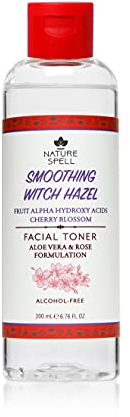 Nature Spell Witch Hazel Lotion tonique pour le visage avec acides alpha-hydroxylés aux fruits, fleur de cerisier, aloe vera et eau de rose 200 ml