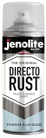 JENOLITE Directorust Gloss Spray Paint | POWEDER BLUE | 400ml | Direct To Rust Spray Paint For Metal | Multi Surface Gloss Spray Paint For Wood, Metal, Plastic, Ceramic | RAL 240 80 10