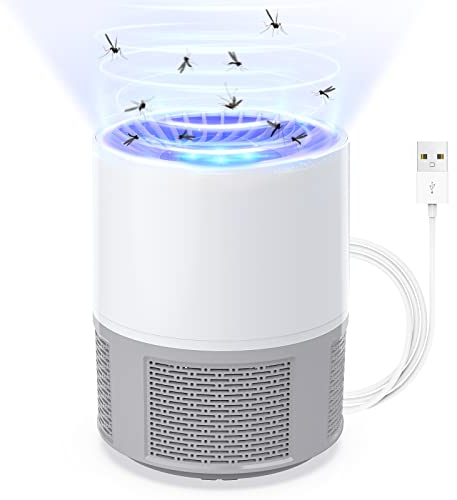 Insektenvernichter, USB Elektrischer Elektrisch Fliegenfalle, Mückenfalle Mückenlampe, Moskito Killer Lampe mit Licht, Fruchtfliegenfalle für küche Innen Außen(L), Grey04