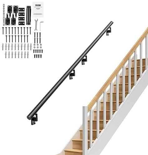 VEVOR Handrail Stair Railing, 7 ft, Wall Mount Handrails for Indoor Stairs, Thickened Aluminum Alloy Hand Rail with Installation Kit, 440 LBS Load Capacity Stairway Railing for Outdoor Stairs