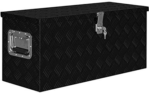GuyAna Aluminiumkiste 80×30×35 cm Schwarz Aluminium-Werkzeugkiste Aufbewahrung AutoanhäNger ZubehöR