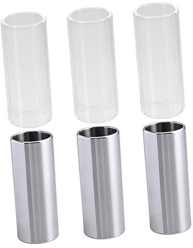 Toyvian Lot De 6 Curseurs De Guitare En Verre Et Acier Inoxydable Goulot Moyen Matériau Doux Pour La Peau Pour Basse Et Joueurs