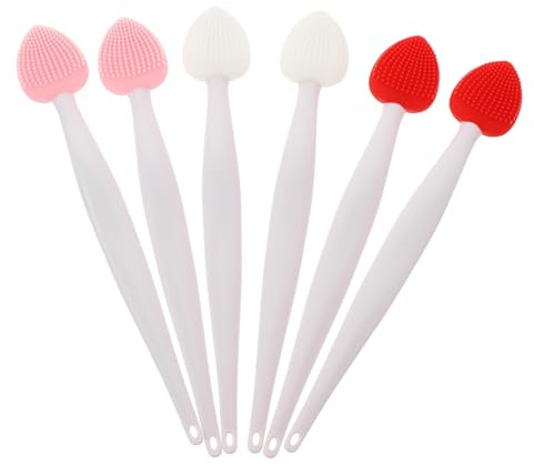 Ipetboom -pack Silikon Nasenbürste und Lippenreiniger Tragbar und Leicht 6 Stück mit Langem Stiel für Sanfte Gesichtsreinigung und Peeling