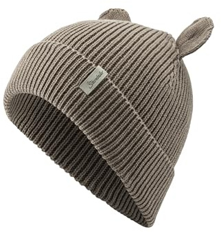 Sterntaler Strickmütze mit Umschlag - GOTS Unisex Beanie aus Baumwolle (Bio) - Übergangsmütze mit kleinen, angesetzten Öhrchen - Babymütze mit Rippstrickmuster - lichtbraun,49