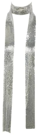 Hrlace Metall Pailletten Schal Glänzender Halstuch Wickel Lange Kette Krawatte Schals 70er Glitzer Dünn Damenschal Diamant Schalldämpfer für Hochzeit Fasching Karneval Party Kostüm Zubehör Silber