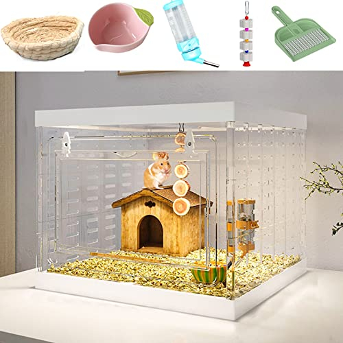 Hamsterburar, Råttbur Smådjursbur med transparent akrylfrontpanel för dvärghamster Stor hamsterbur med tillbehör (C1)