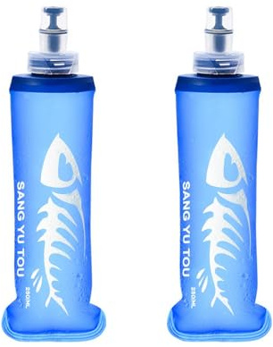 Soft Flask Laufwasserflasche, 2 Stück, TPU, flexible Wasserflasche, 250 ml, zusammenklappbare Wasserflasche, Trinkflasche, faltbar, Sport-Trinkflasche für Radfahren, Wandern, Camping, Joggen, Outdoor