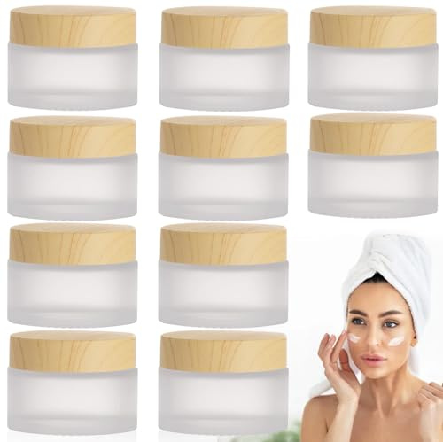 10 barattoli in vetro bianco opaco, 30 ml, in vetro opaco, contenitore per cosmetici, balsamo per labbra, lozioni, creme, contenitori da viaggio