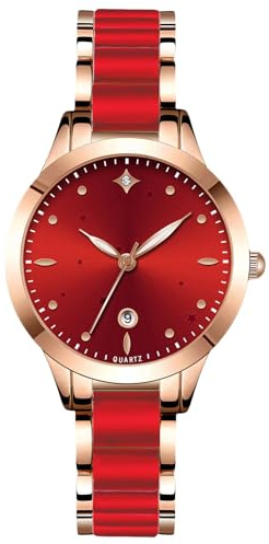 RORIOS Relojes Acero Inoxidable para Mujer Reloj Movimiento de Cuarzo Reloj Clásico Vestir Reloj de Pulsera Cerámica Señoras Reloj Luminoso Analógico