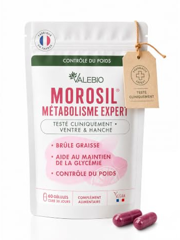 Morosil ® + vinaigre de cidre | Contrôle du poids, digestion & régulation de la glycémie | 60 gélules gastro-résistantes | Fabriqué en France | Valebio
