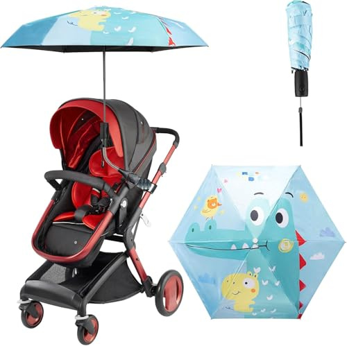 Luckhycz Sombrilla Carrito Bebé, Protector Solar UV 50+, 90 cm Diámetro Ajustable con Abrazadera (Cocodrilo)
