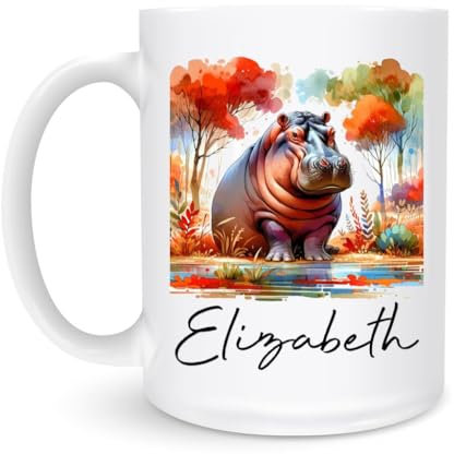 Tazza Bianca In Ceramica Hippo Tazza Regalo Di Compleanno Personalizzata Latte Thè Mug Facile Da Impugnare Tazza Personalizzata 330Ml