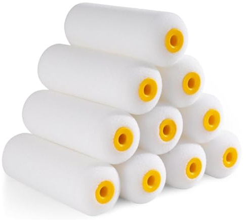 10 Pcs 4 Inch Foam Paint Roller High Density Foam Roller Mini Paint Roller Refills Paint Edger Tool for Painting Walls Cupboards Doors Finishes Flat Surfaces