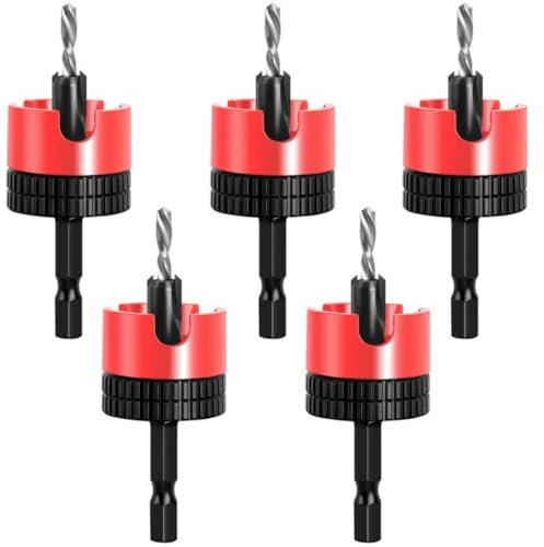 5PCS Countersink Drill Bit Set with Premium Steel Adjustable Depth Stop Hex Shank Varied Sizes 2.8 to 4 x8mm Woodworking Tools