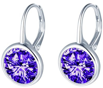 MOOFUN Großer Zirkon Ohrhänger Silber 925 Ohrringe Hängend Damen Ohrringe Creolen Ohrring Rund Ohringe Ohrschmuck für Mama Freundin Teenager Mädchen Oma Schwester Frauen Geschenk Geburtstagsgeschenk
