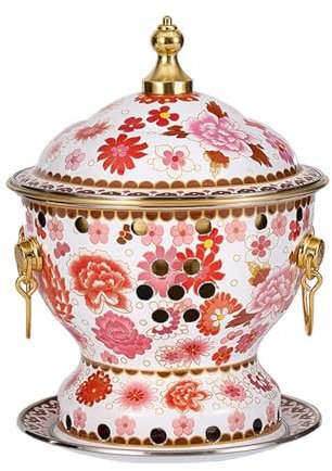 HHCTEBEC Chafing Dishes Einzelperson Kleiner Kupfertopf Alter Pekinger Kleiner Fetter Kuh-Hot Pot Chinesischer traditioneller Cloisonne-Hot Pot für Küche Catering Partys Hotels Essen,A