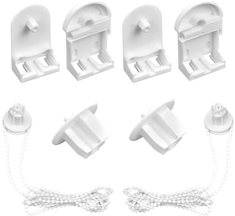 Plastic Roller Blind Repair Kit, 2 Sets Curtain Accessories, 25mm Mounting Brackets With Beaded Chain, Fittings for Fixing Blinds Shades Windows