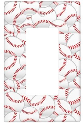 Cubiertas para placa de pared de béisbol, placas de pared de 1 banda, tamaño estándar de 4.4 x 2.7 pulgadas, cubierta decorativa para interruptor de luz, cubierta de salida de placa de policarbonato