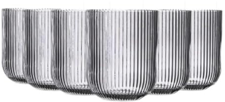 TRESV Set de 6 Vasos Colores o Transparente, Vaso de Cristal agua de 270 ml, Vaso de Agua y Bebidas (Gris 270ml)