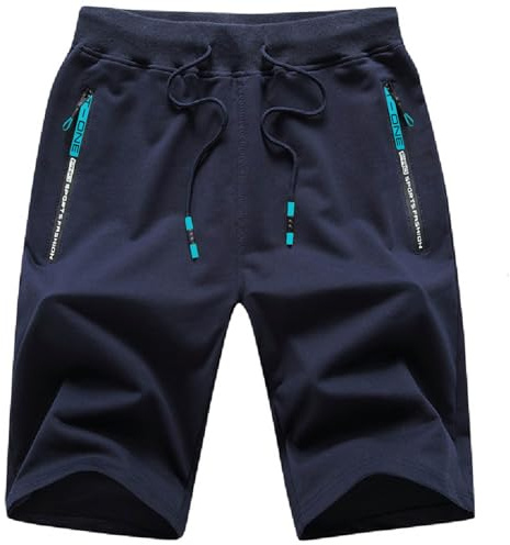 JustSun korta byxor herr shorts sommar sport bomull med A blå M