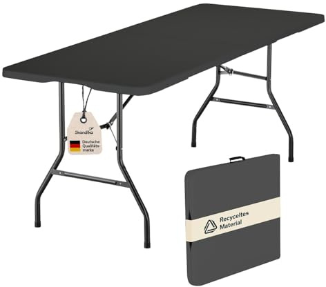 Skandika Klapptisch MASI | Gartentisch bis 200 kg belastbar, recyceltes HDPE-Material, Tisch klappbar, Stahlgestell, wetterfest, 180 cm, pflegeleicht | Balkontisch, Campingtisch