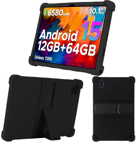KUSINHOKA Hülle für Doogee Tab A9/Tab A9 Pro 10 Zoll, Weiche Silikon Tablet Schutzhülle mit Verstellbarer Ständer, Stoßfest Kratzfest Schutzhülle Cover Case, Schwarz