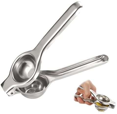 Lemon Squeezer, Manual Citrus Juicer Hand Press for Limes Oranges Lemons, Durable Metal Lime Juicer Easy to Clean, Max Juice Extraction Fruit Press, Screw Top Lemon Squeezer, Fruit Press