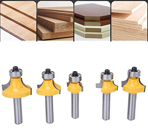 Generic Bit Router, Strumento Router 5pcs 8 Mm Gambo Attorno a Pezzi a Legno Arrotondare Arrotondare Moutter Bit con Rivestimento a Prova di Calore per Routing di Profilazione del Legno